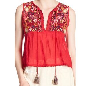 Free People Lohri Embroidered Tank Top Sz M